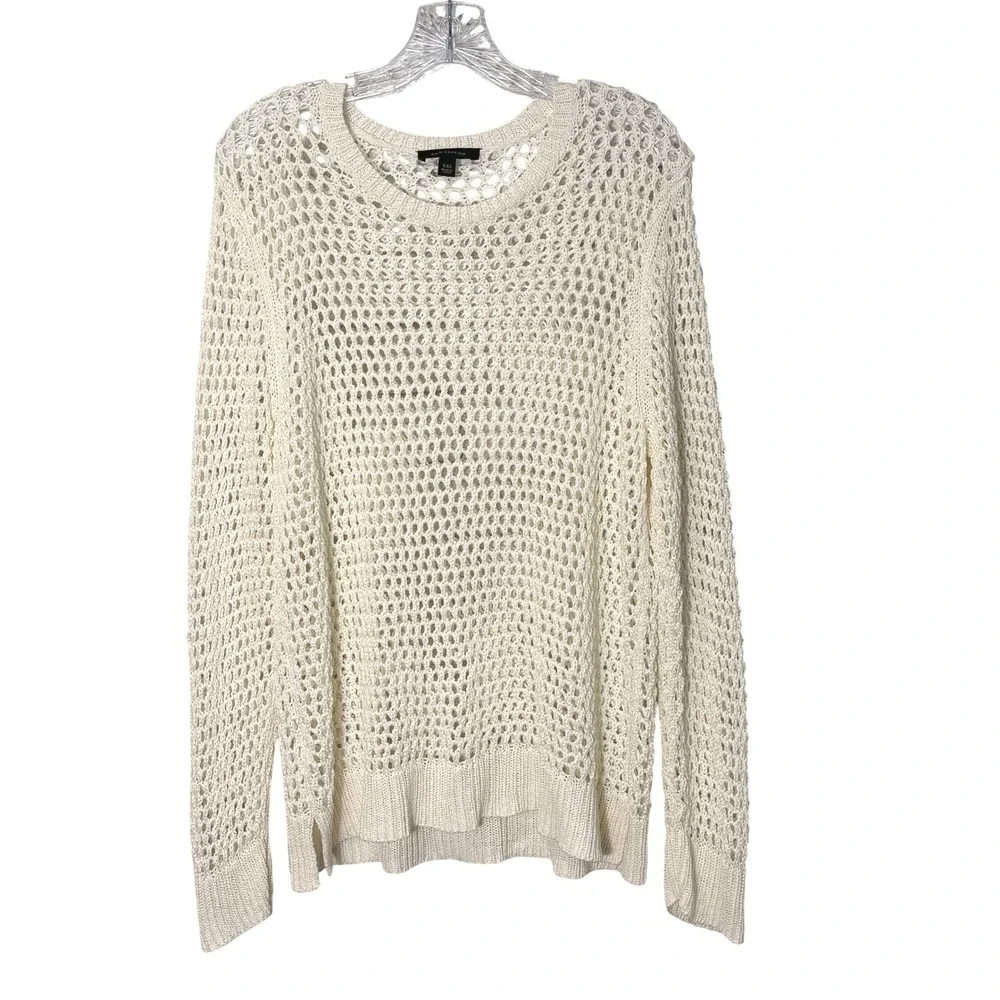 Ann Taylor Womens Open Knit Fisherman Sweater XXL Coastal Euro Summer Beachy - Picture 2 of 10